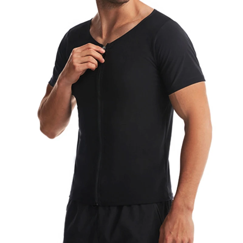 Mens Shaper Workout Shirt Short Sleeve Slimming Sauna Sweat Tank Tops Shapewear Silver ion coating Fat Burn Thermo Shirt Corsets thumbnail 4