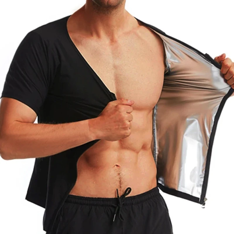 Mens Shaper Workout Shirt Short Sleeve Slimming Sauna Sweat Tank Tops Shapewear Silver ion coating Fat Burn Thermo Shirt Corsets thumbnail 3