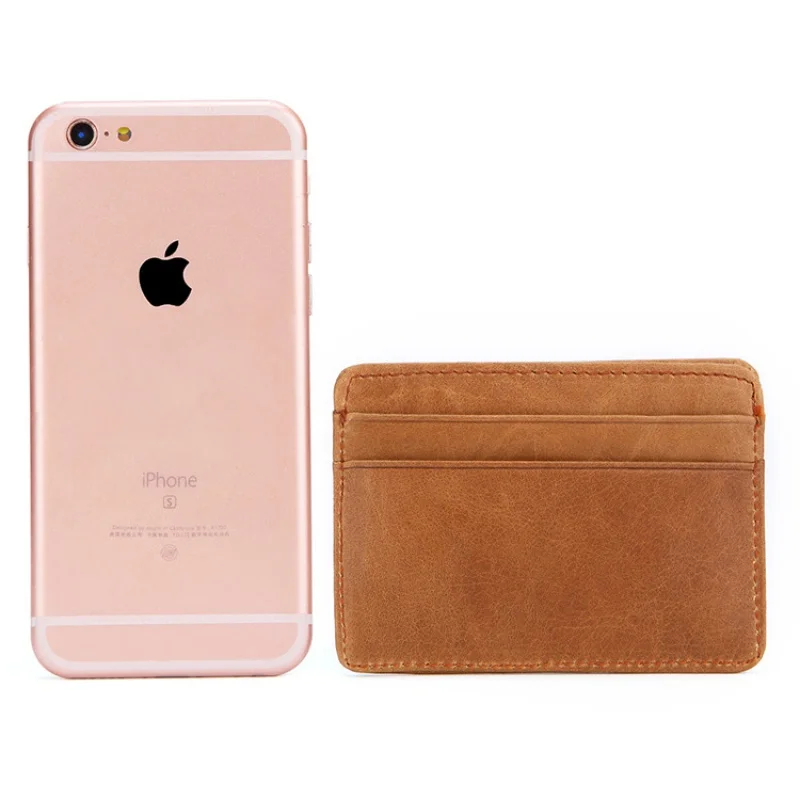 New Cow Leather Men's Card Bag Coin Purse Slim Credit Card Holder Wallet For Men and Women ID Card Pocket thumbnail 5