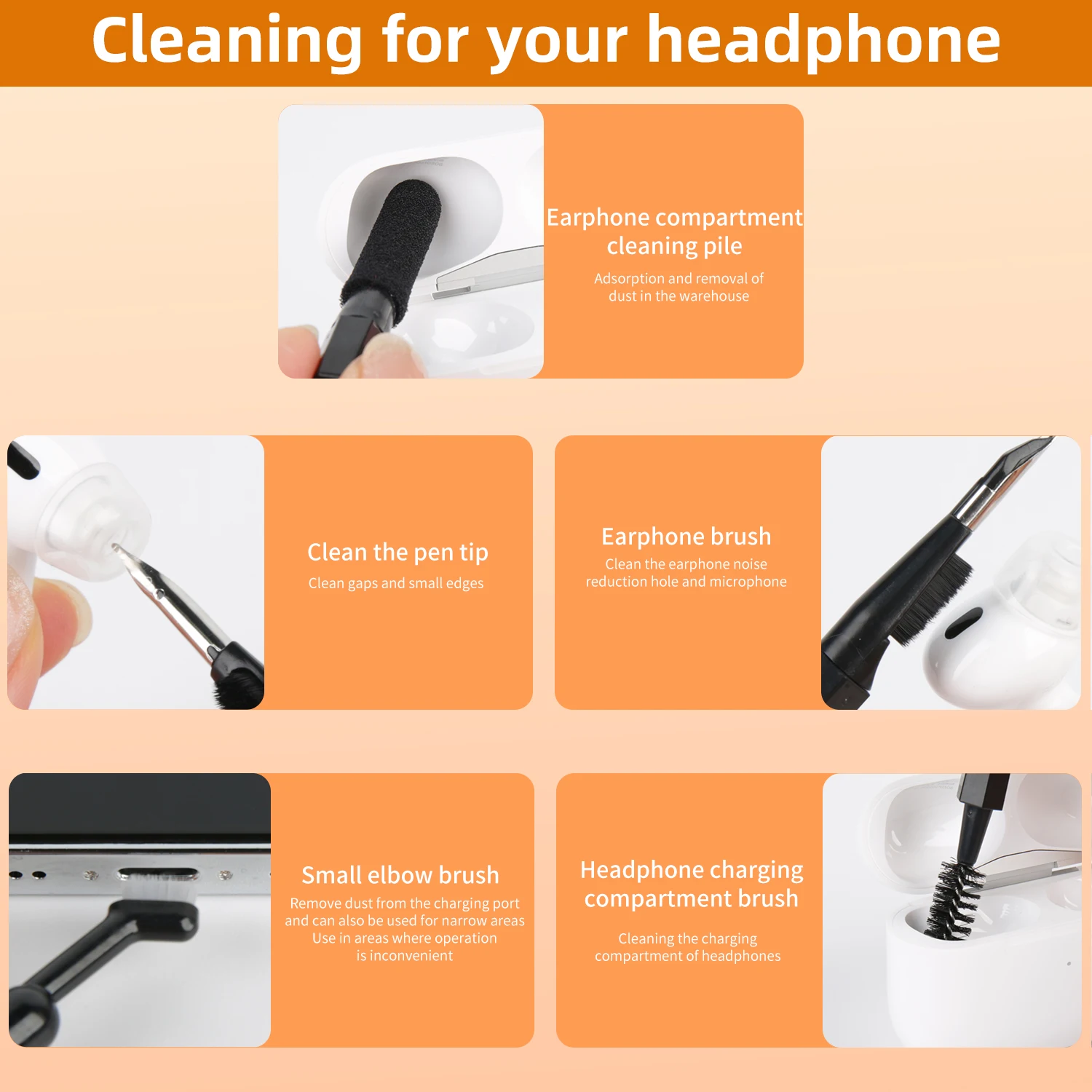 20in1 Digital cleaning kit for iPhone tablet, AirPod screen cleaner, headphone cleaning stick, computer keyboard cleaning brush thumbnail 3