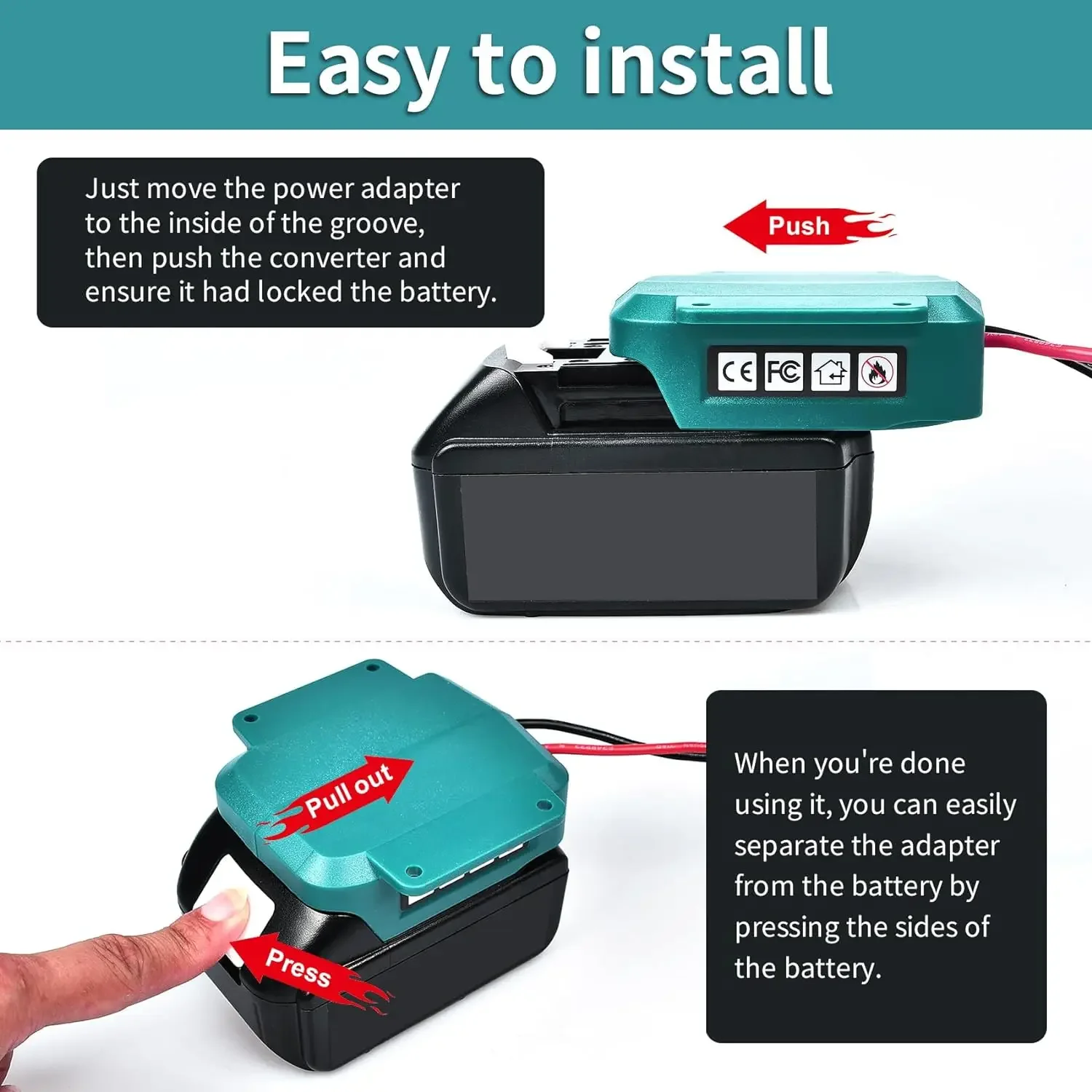 Power Wheels Battery Adapter Compatible for Makita 18V BL1830 BL1840 Power Convertor for DIY RC Toys thumbnail 2
