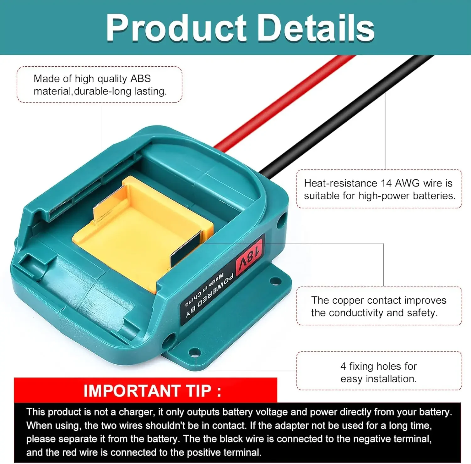 Power Wheels Battery Adapter Compatible for Makita 18V BL1830 BL1840 Power Convertor for DIY RC Toys thumbnail 4