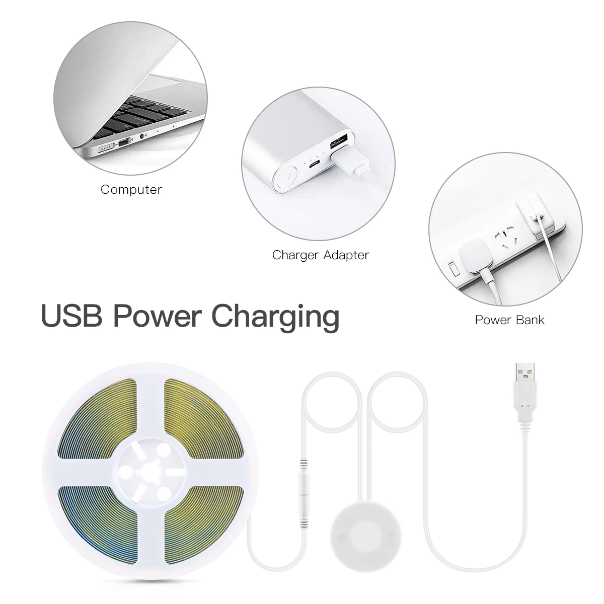 USB 5V COB LED Strip Makeup Vanity Light Penetrable Glass Touch Dimmer DIY Bathroom Dressing Table Mirror BackLight Lighting thumbnail 2