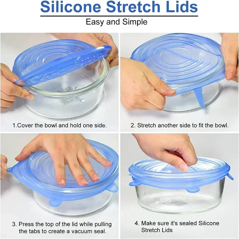 Silicone Stretch Lid Kitchen Accessories Can Be Reused Food Cover Plastic Wrap Cover Fresh-keeping Sealed Bowl Storage Home thumbnail 4