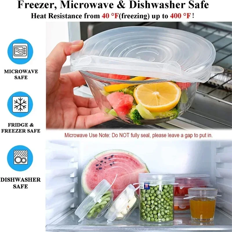 Silicone Stretch Lid Kitchen Accessories Can Be Reused Food Cover Plastic Wrap Cover Fresh-keeping Sealed Bowl Storage Home thumbnail 5