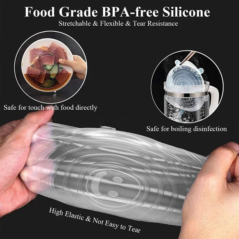 Silicone Stretch Lid Kitchen Accessories Can Be Reused Food Cover Plastic Wrap Cover Fresh-keeping Sealed Bowl Storage Home thumbnail 3