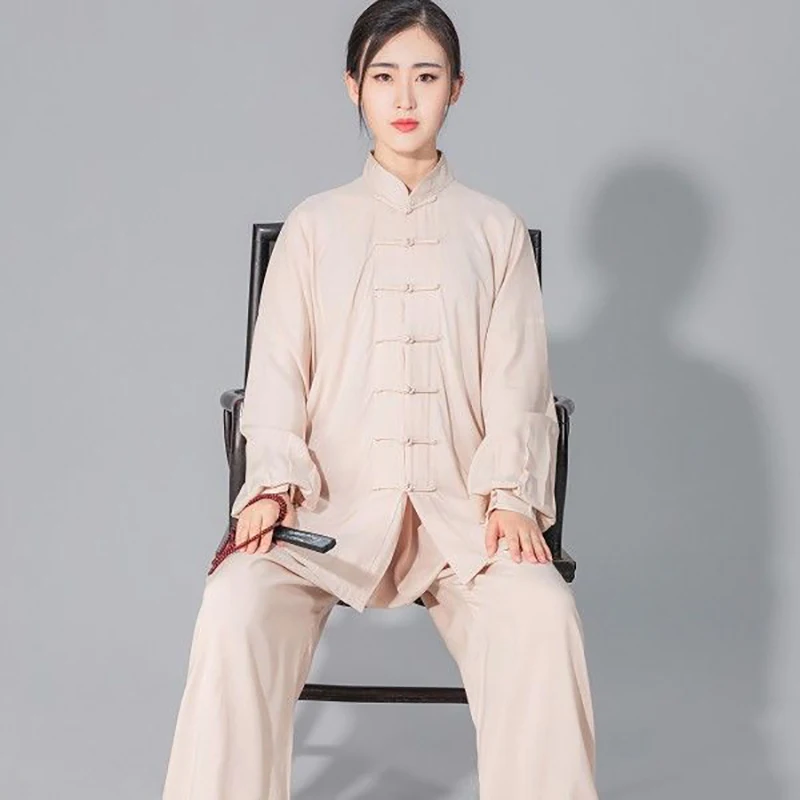 Women's Men's Soft Cotton Tai Chi Suit Kung Fu Wushu Martial Arts Uniform Wing Chun Jacket Pants thumbnail 3