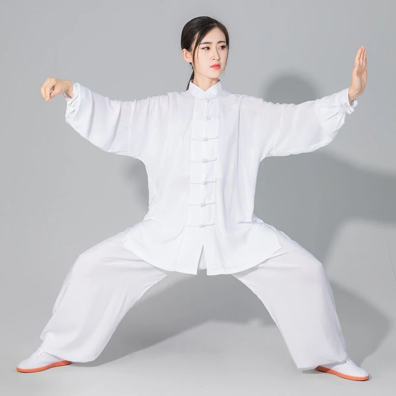 Women's Men's Soft Cotton Tai Chi Suit Kung Fu Wushu Martial Arts Uniform Wing Chun Jacket Pants thumbnail 4