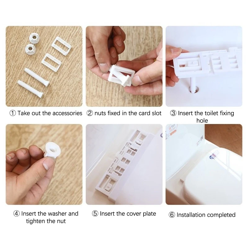 Household Plastic PP Toilet Lid Hinge Repair Bolts Accessories Screws Washers Set Universal Replacement Toilet Lid Set Screw 1pc thumbnail 6