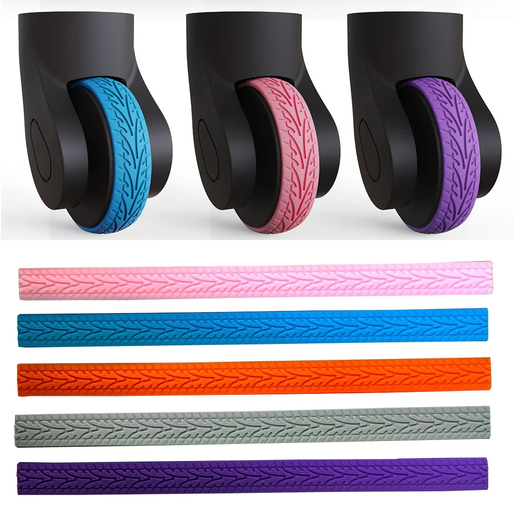 8/4Pcs Silicone Luggage Wheels Protector DIY Self-adhesive Suitcase Caster Shoes Noise Reduction Casters Cover Travel Supplies thumbnail 2