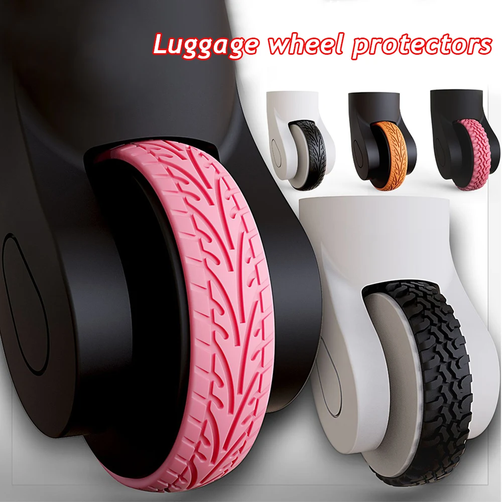 8/4Pcs Silicone Luggage Wheels Protector DIY Self-adhesive Suitcase Caster Shoes Noise Reduction Casters Cover Travel Supplies thumbnail 4