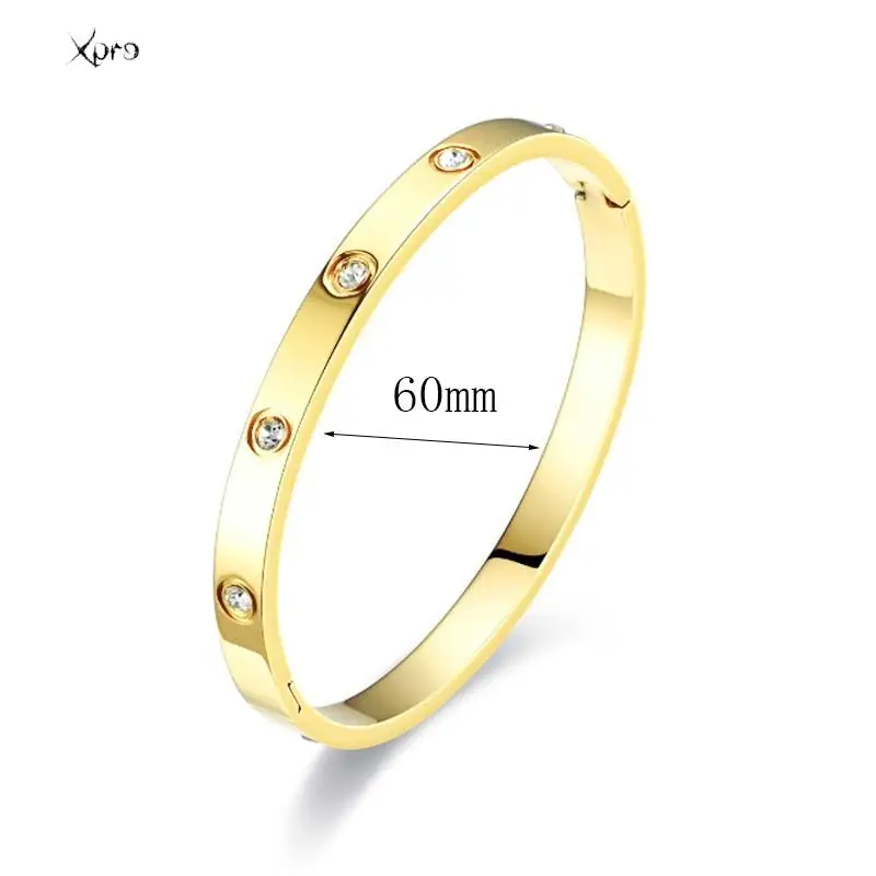 Xpro Stainless Steel Bracelets Woman Bangle Bangles for Woman Golden Love Crystal Wedding Feminina Luxury Jewellery Gifts thumbnail 3