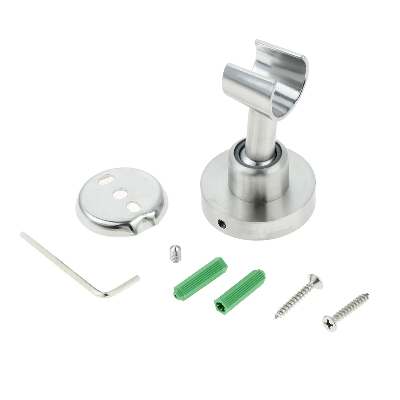 1pc Stainless Steel Shower Head Holder Swivel Handheld Sprayer Bracket Thickened Round Base Wall Mounted with Screw Install Tool thumbnail 5