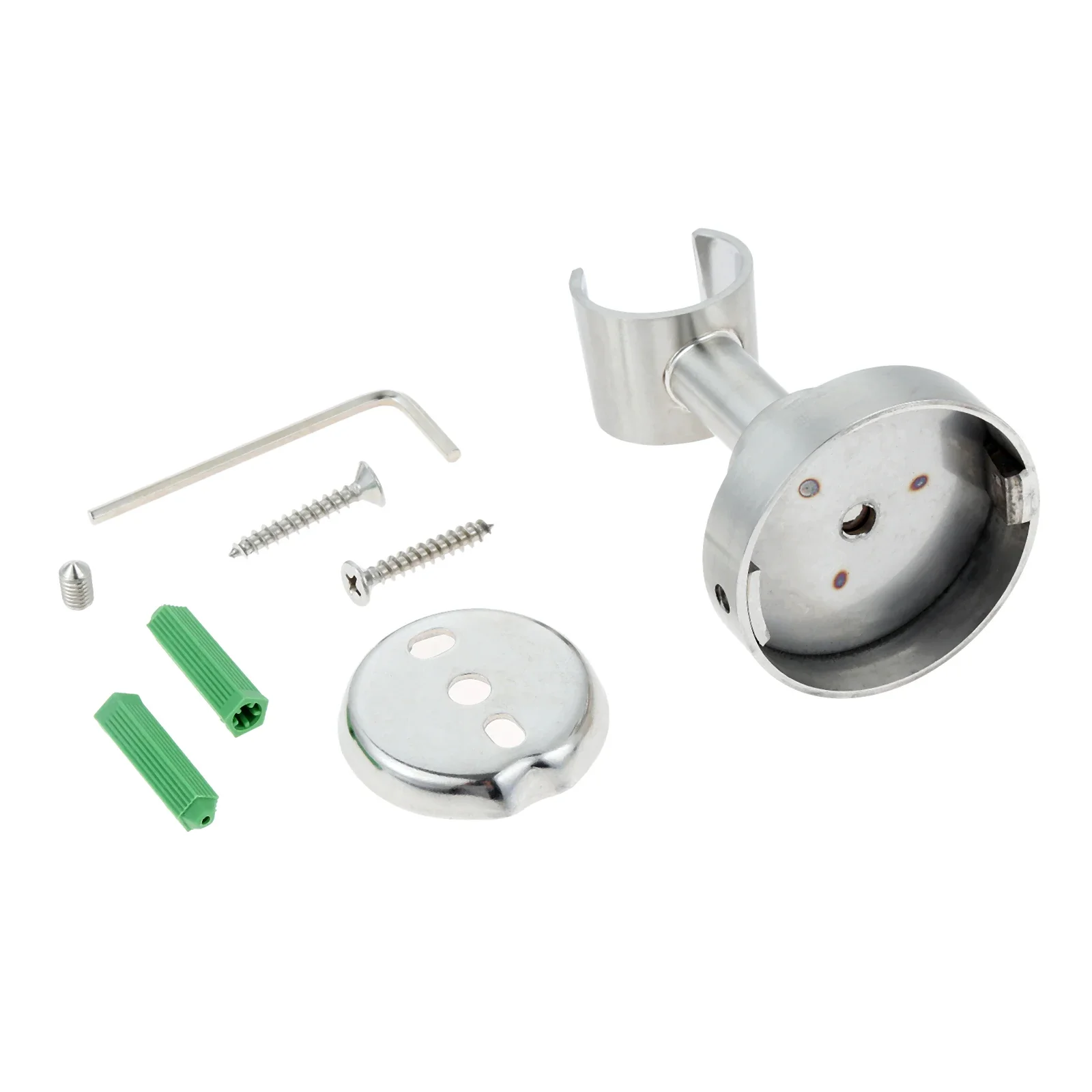 1pc Stainless Steel Shower Head Holder Swivel Handheld Sprayer Bracket Thickened Round Base Wall Mounted with Screw Install Tool thumbnail 3