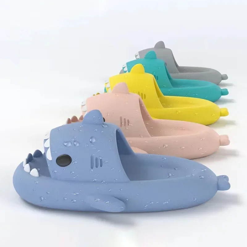 Summer Slippers Lovely Shark Slides Outdoor Women Shoes Flip Flops Men Couples Cartoon Eva Shoes Bathroom Non-Slip Sandals thumbnail 2