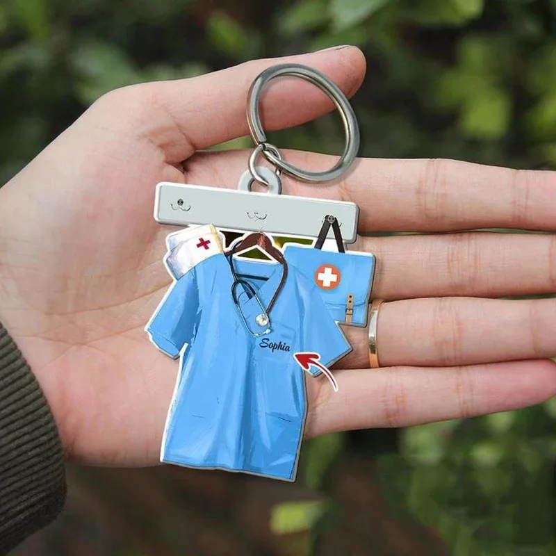 Car Pendant Hanging Decoration Flat Doctor Nurse Uniform Pendant Creative Key Ring Home Birthday Gift Car Interior Accessories thumbnail 2
