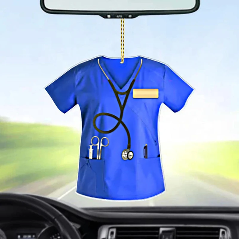 Car Pendant Hanging Decoration Flat Doctor Nurse Uniform Pendant Creative Key Ring Home Birthday Gift Car Interior Accessories thumbnail 5