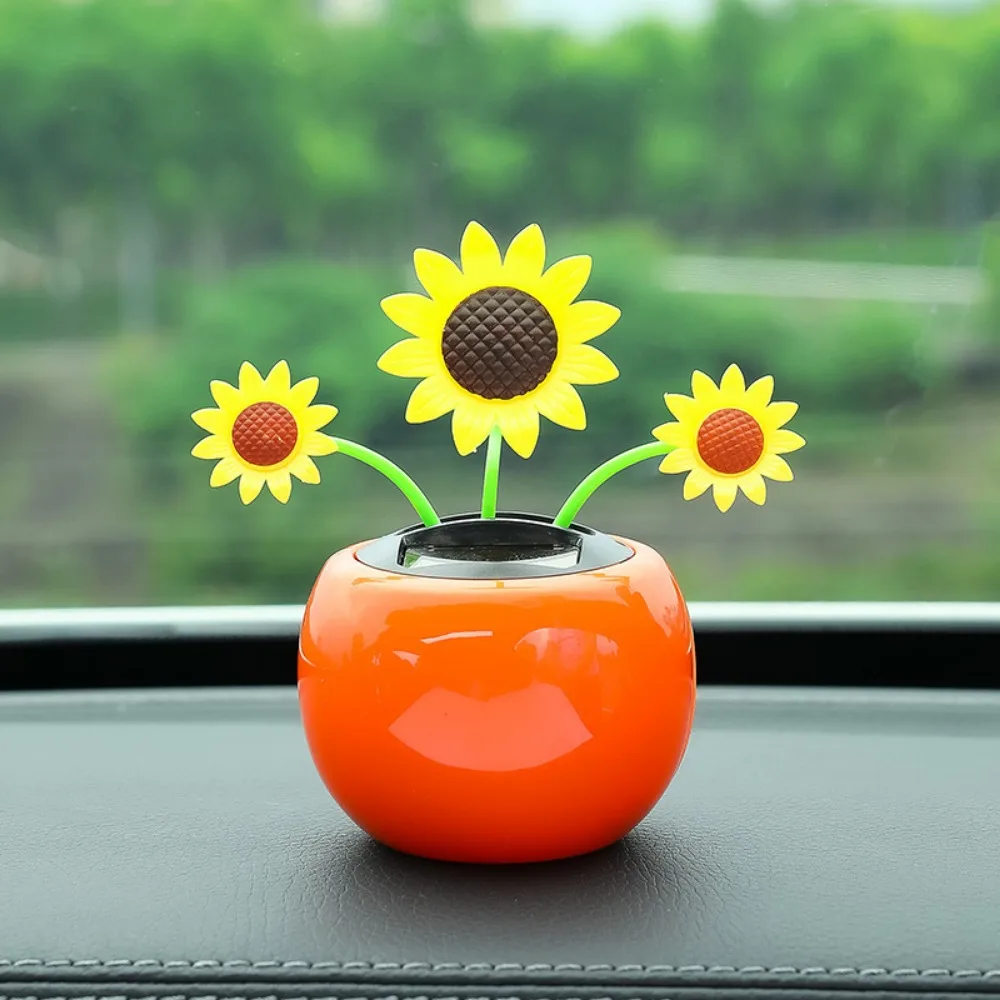 Solar Car Ornament Automatic Swing Flower Potted Plant Doll Toy Automobile Dashboard Dancing Shaking Home Decoration Landscape thumbnail 3
