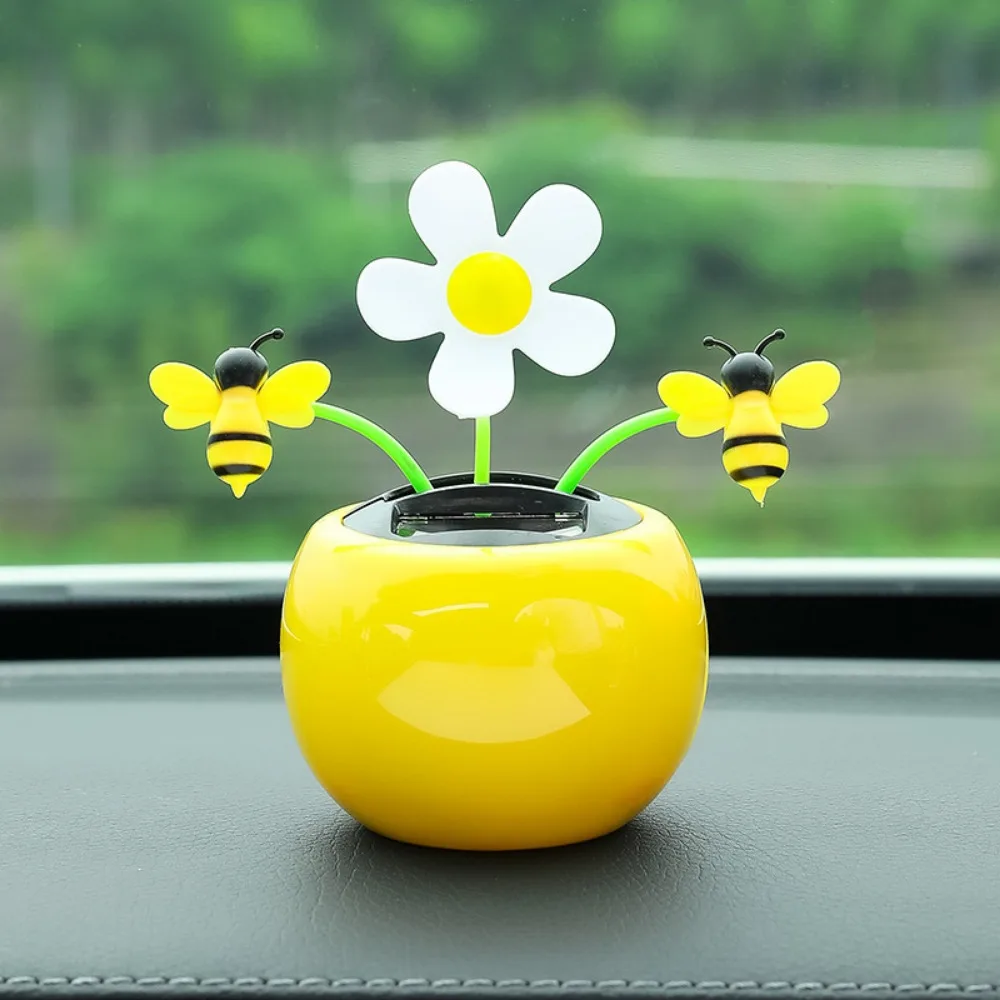 Solar Car Ornament Automatic Swing Flower Potted Plant Doll Toy Automobile Dashboard Dancing Shaking Home Decoration Landscape thumbnail 4