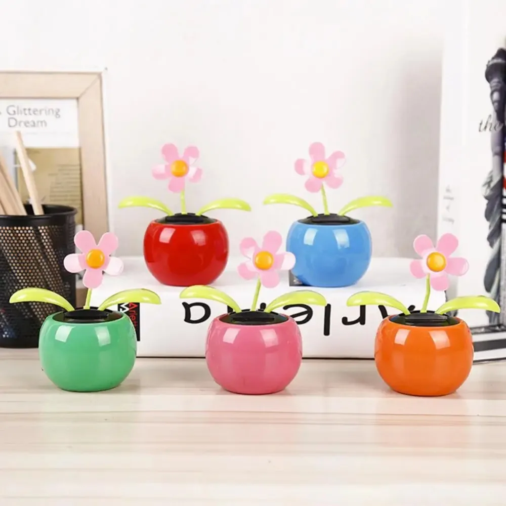 Solar Car Ornament Automatic Swing Flower Potted Plant Doll Toy Automobile Dashboard Dancing Shaking Home Decoration Landscape thumbnail 6