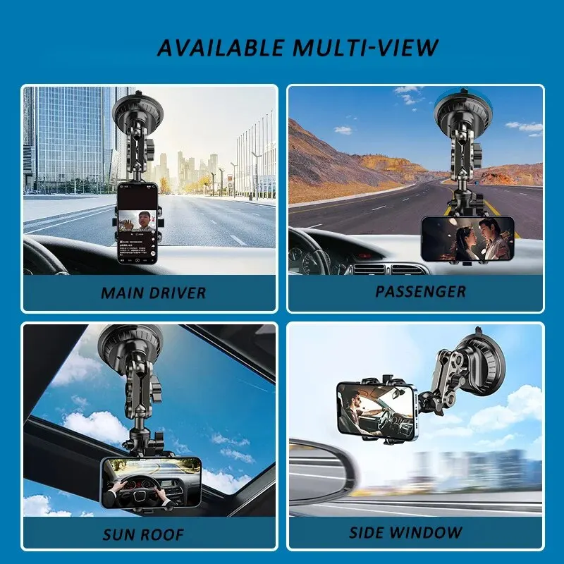 Car Phone Mount Video Recording Universal Magic Arm Suction Car Phone Holder Mount Windshield Window Glass Vlog Shooting thumbnail 5