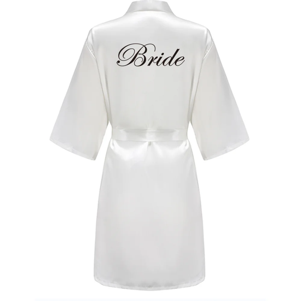 Light Blue Bridesmaid Robes Sister Mother of The Bride Kimono Wedding Best Gift White Writing Bridal Party Bathrobe thumbnail 2