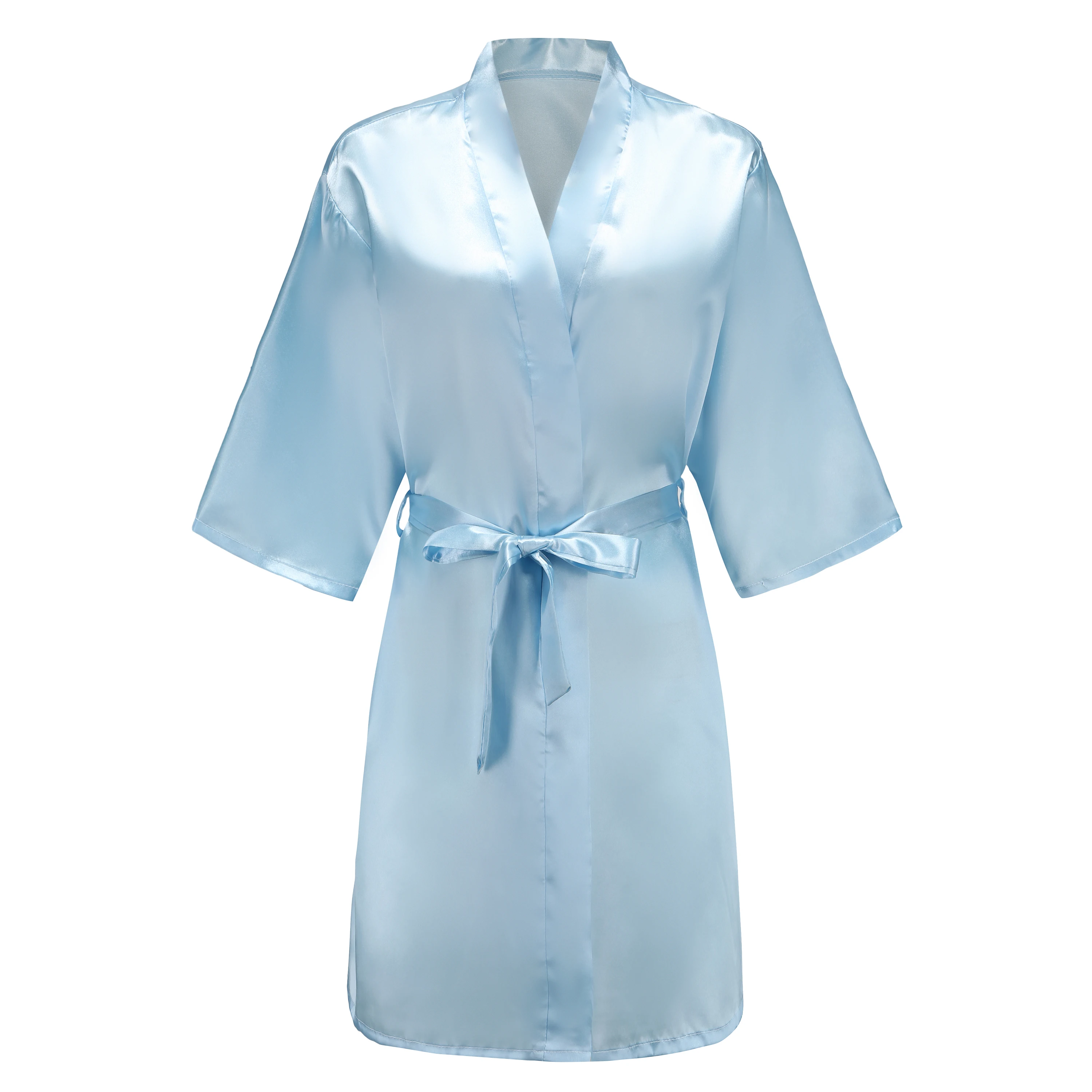 Light Blue Bridesmaid Robes Sister Mother of The Bride Kimono Wedding Best Gift White Writing Bridal Party Bathrobe thumbnail 6