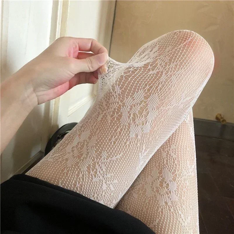 Hollowed Out Lace Mesh Pantyhose Floral Rattan Bottomed Stockings for Women Summer Sexy Garter Belt Stocking Suspender Hosiery thumbnail 5