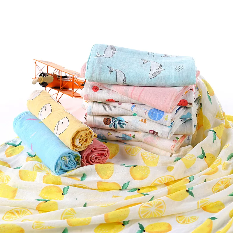 120*110CM Swaddle Newborn Baby Blanket Muslin Bamboo Fiber Cotton Blanket Bed Sheet Baby Bath Towel Baby Wrap Infant Quilt