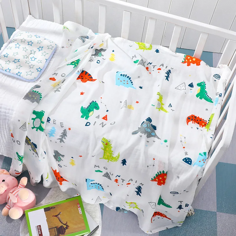 120*110CM Swaddle Newborn Baby Blanket Muslin Bamboo Fiber Cotton Blanket Bed Sheet Baby Bath Towel Baby Wrap Infant Quilt thumbnail 5