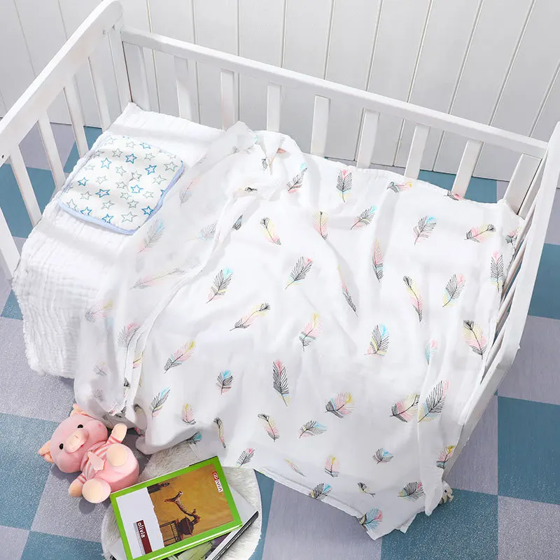 120*110CM Swaddle Newborn Baby Blanket Muslin Bamboo Fiber Cotton Blanket Bed Sheet Baby Bath Towel Baby Wrap Infant Quilt thumbnail 4