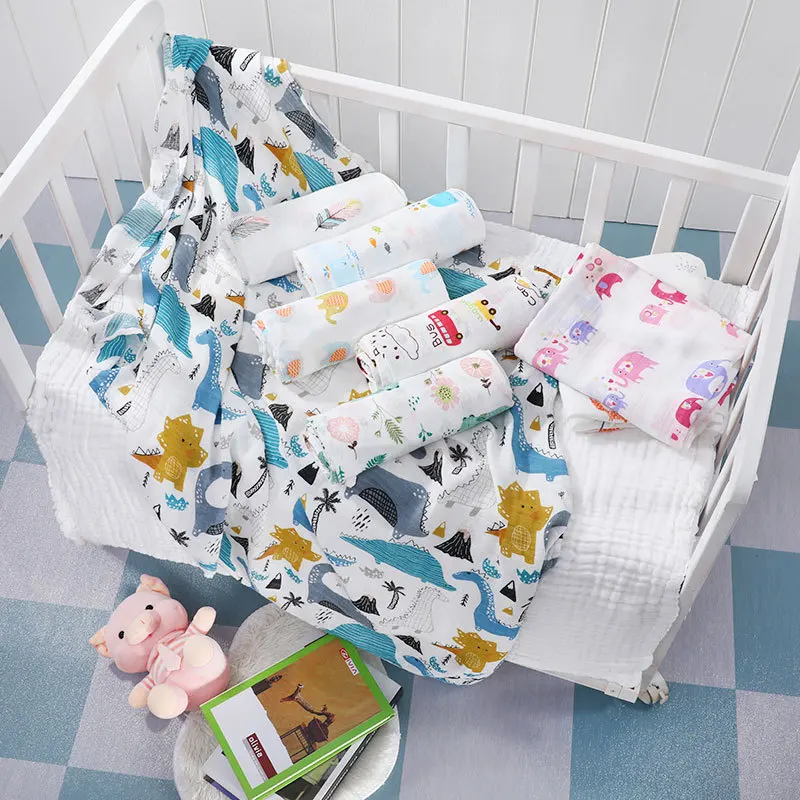 120*110CM Swaddle Newborn Baby Blanket Muslin Bamboo Fiber Cotton Blanket Bed Sheet Baby Bath Towel Baby Wrap Infant Quilt thumbnail 2
