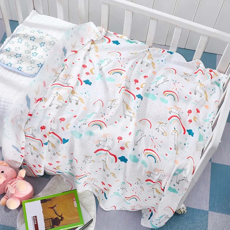 120*110CM Swaddle Newborn Baby Blanket Muslin Bamboo Fiber Cotton Blanket Bed Sheet Baby Bath Towel Baby Wrap Infant Quilt thumbnail 6