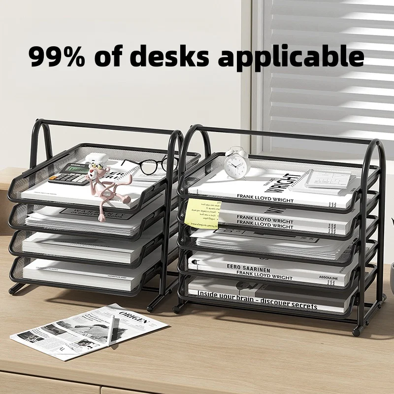 Thickened Multi-layer Metal Iron Mesh File Tray Drawer-type File Holder Office Desk Four-Layer File Frame Multi-layer Document thumbnail 5