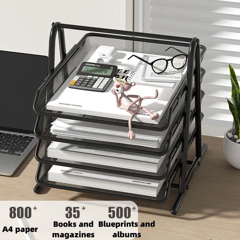 Thickened Multi-layer Metal Iron Mesh File Tray Drawer-type File Holder Office Desk Four-Layer File Frame Multi-layer Document thumbnail 3