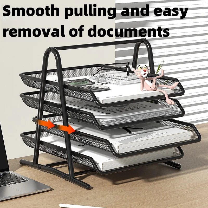 Thickened Multi-layer Metal Iron Mesh File Tray Drawer-type File Holder Office Desk Four-Layer File Frame Multi-layer Document thumbnail 2