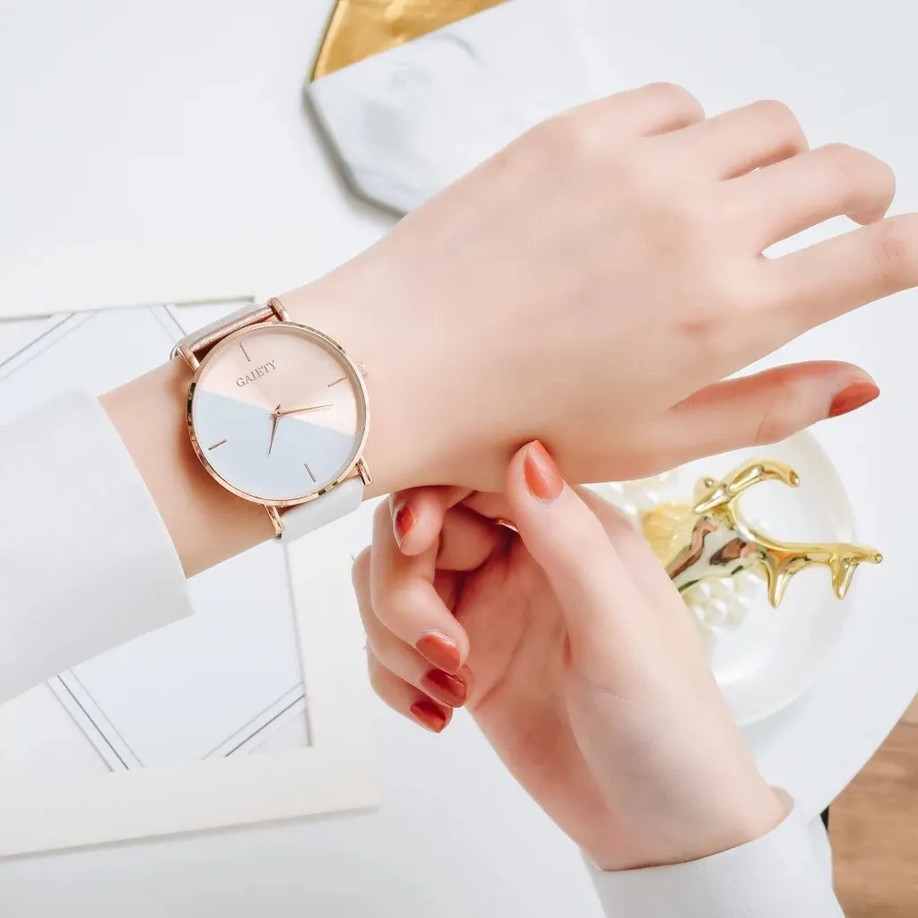 Women Watch Set Luxury Fashion Colourful PU Leather Strap Ladies Quartz Wristwatch Alloy Bracelet For Ladies Gift thumbnail 6