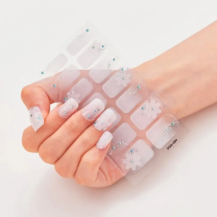 Nails Art Stickers Fashion Semi Cured Gel Solid Color Manicure Decal UV LED Lamp Need Gel Nail Decals Nail Sticker Decoration thumbnail 2