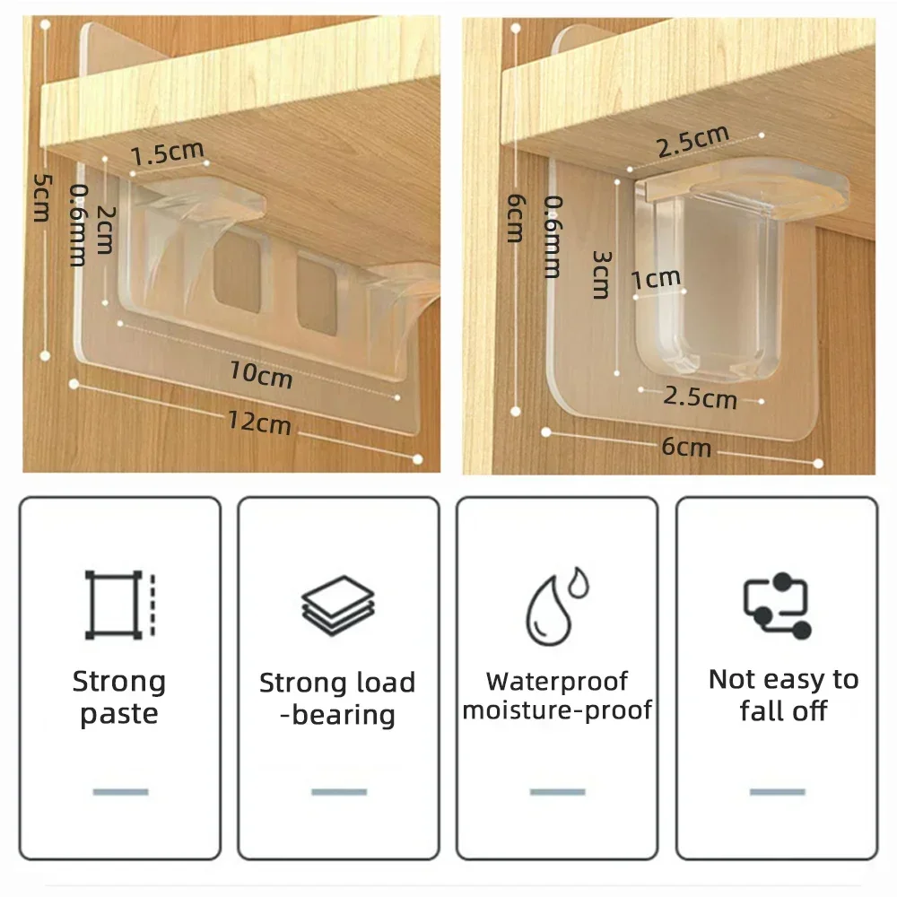 2/5 Kitchen Shelf Support Adhesive Nails Cabinet Partition Bracket Wall Stickers Hooks Home Storage Organization Garden thumbnail 6