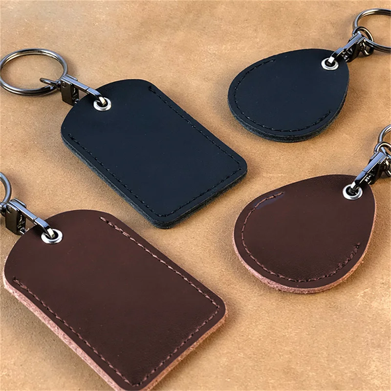 1PC PU Leather Waterproof Keychain Doorlock Key Ring Card Bag Induction Control RFID Tag ID Card Case Key Tag Protective Case thumbnail 5