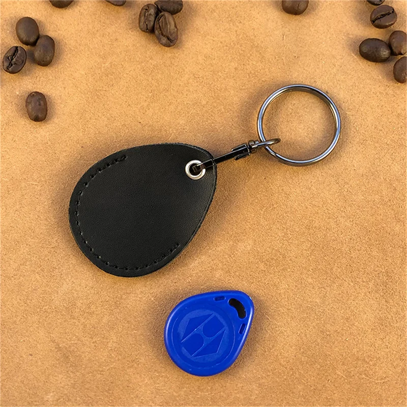 1PC PU Leather Waterproof Keychain Doorlock Key Ring Card Bag Induction Control RFID Tag ID Card Case Key Tag Protective Case thumbnail 4