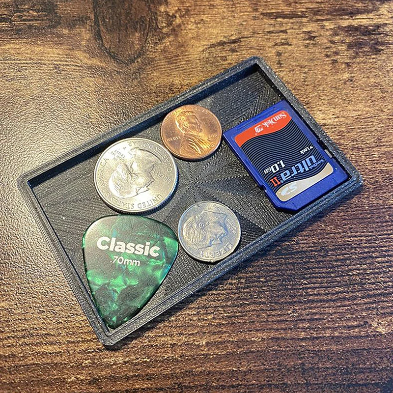 1Pcs Mini Coin Tray For Card Holde Wallet Case Purse Card Holder Key Desk Tray Slim Aluminum Metal Case Accessories thumbnail 2