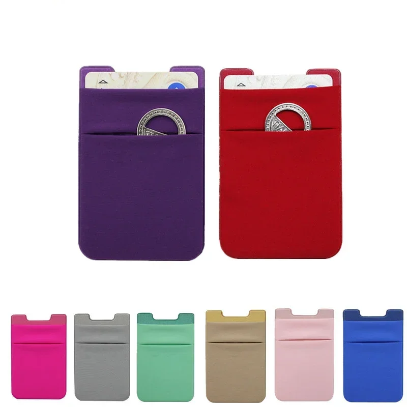 Women Men Fashion Elastic Cloth Cell Phone Card Holder Mobile Phone Wallet Case Credit ID Card Holder Adhesive Sticker Pocket thumbnail 2