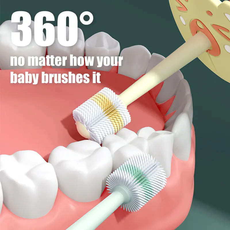 360 Degree Baby Children Toothbrush 1-6 Years Child Toothbrush Soft Baby Silicone Teether Brush Kids Teeth Oral Care Cleaning thumbnail 4