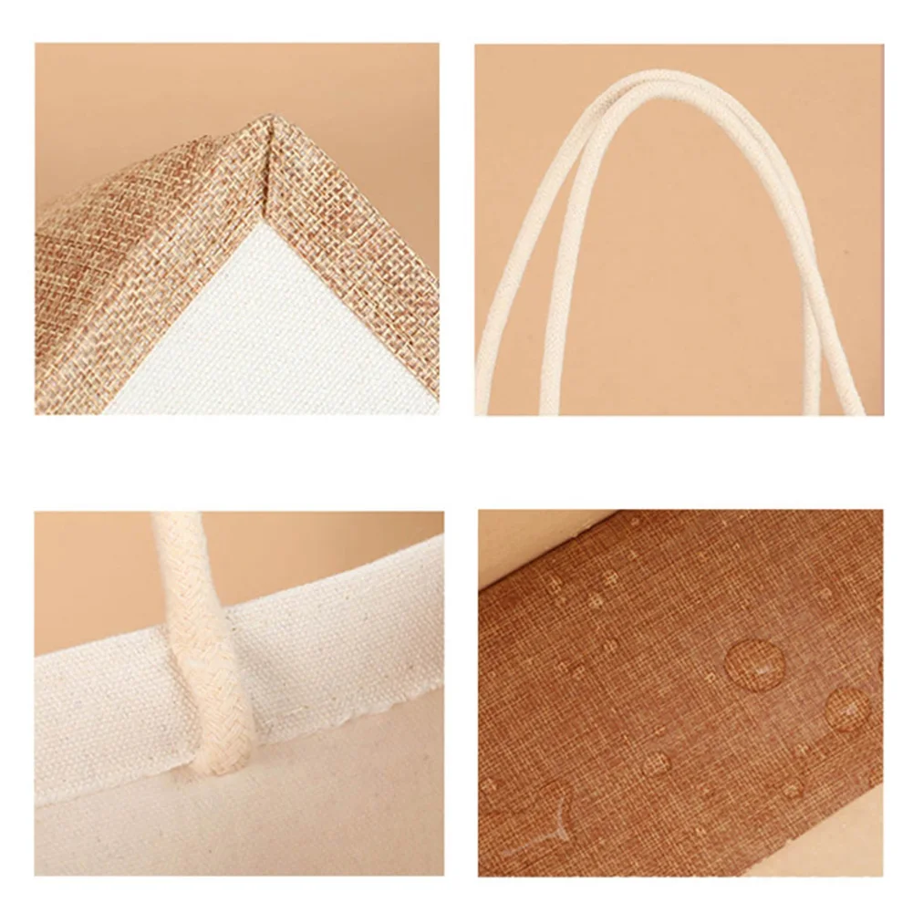 Burlap Jute Tote Shopping Bag Vintage Reusable Grocery Wedding Birthday Gift Bag Handmade Linen Bags Portable Ladies Handbags thumbnail 6