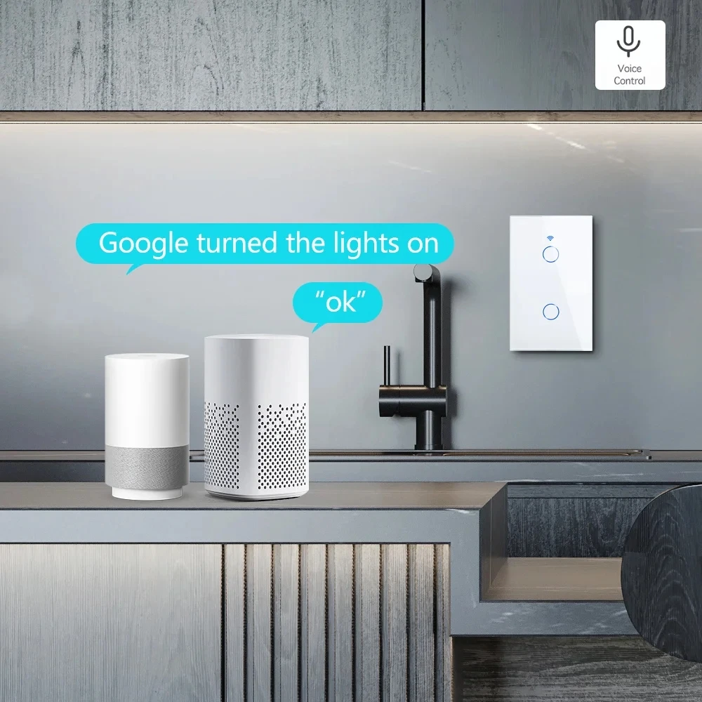Tuya Smart Switches US RF433 1/2/3 Gang No Neutral Wire Touch Sensor LED Light WiFi Wall Switches Smart Home Alexa Google Home thumbnail 2