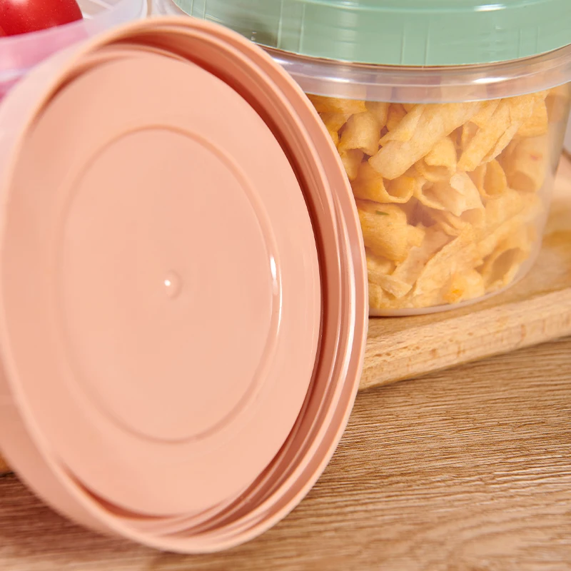 4 Pcs 500ml Round Food Fresh Keeping Box Kitchen Refrigerator Storage Container Fruits Snacks Sealed Jar Microwave Heating thumbnail 6