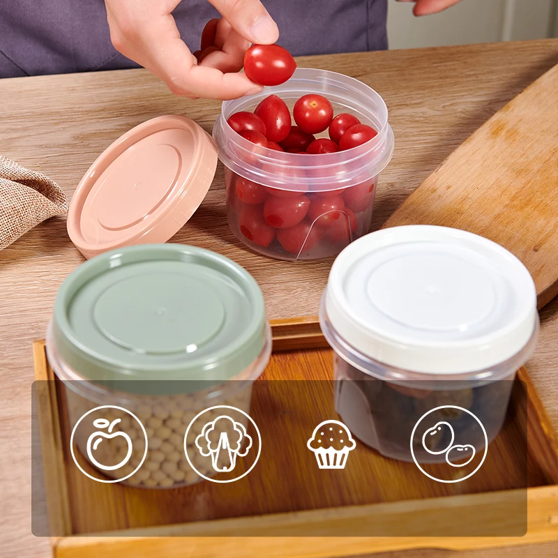 4 Pcs 500ml Round Food Fresh Keeping Box Kitchen Refrigerator Storage Container Fruits Snacks Sealed Jar Microwave Heating thumbnail 3