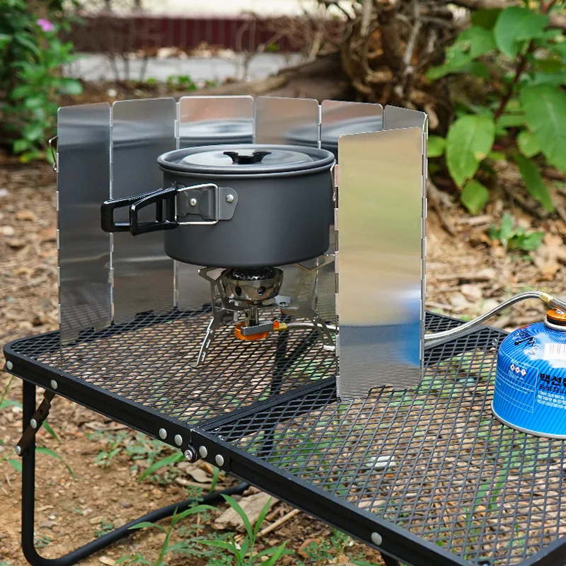 8/9/10 Plates Gas Stove Wind Shield Outdoor Camping Picnic Cooking Burner Windproof Screen Aluminum Alloy Wind Screen thumbnail 6