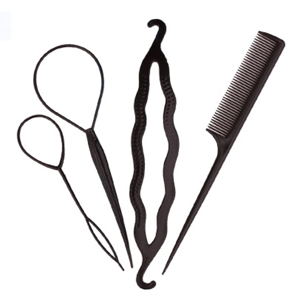4PCS Plastic Magic Topsy Tail Comb Hair Braids Accessories For Women Ponytail Braiding Disk Twist Styling Hair Bun Maker Tools thumbnail 2